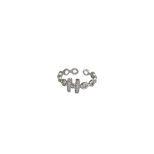 S925 Sterling Silver H Letter <b>Open</b> <b>Ring</b> Hollow Wraparound Knuckle <b>Ring</b> Pave Setting Everyday Wear Unisex Jewelry - Product Image 5