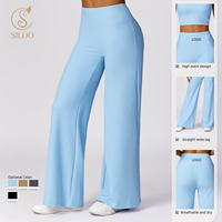 Pantalon de sport décontracté côtelé pour femme, taille élastique, effet push-up, coupe droite ample, extensible dans les quatre sens, idéal pour la course et le yoga