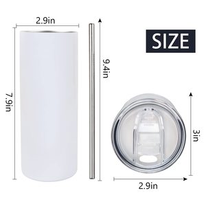 50Pack Stainless Steel Vacuum Sublimation Tumblers 20 oz Bulk Blank <b>Cups</b> White with <b>Lid</b> <b>and</b> <b>Straw</b> for Business Gifts - Product Image 3