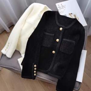 Caldo di vendita di alta qualità caldo cappotto Casual delicato signore <span class=keywords><strong>oro</strong></span> bottone <span class=keywords><strong>Cardigan</strong></span> in maglia bianca con tasca - Product Image 4