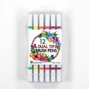 12 Colors Dual Tip Brush Marker Pens,for Kids and Adults Coloring,Bullet Journal Planner