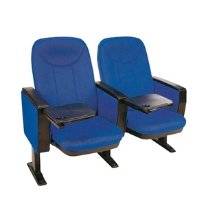 Meilleur prix mobilier de théâtre moderne de haute qualité chaise auditorium en tissu avec tablette et panier pour l'école et le collège - Product Image 3