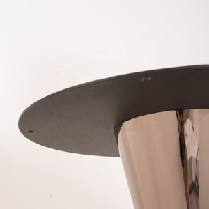 Bàn ăn cơ sở nhà sản xuất đá cẩm thạch đá hàng đầu phòng ăn bảng Nâu thép không gỉ kim loại cơ sở Vòng Vàng cơ sở bệ - Product Image 6