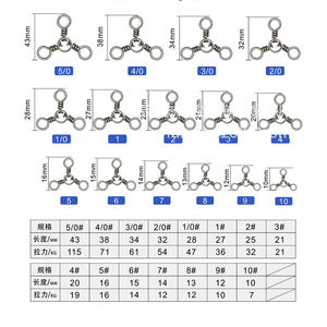 Penjualan laris kait jepret putar bantalan bola padat Aksesori atasan konektor jepret bergulir tali pancing lintas garis tiga arah - Product Image 5