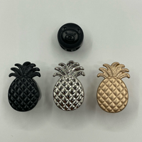 Kancing Logam Berbentuk Nanas 3D Eco Custom, Kancing Hias Berbahan Logam Warna Emas Perak Hitam untuk Aksesoris DIY Pakaian