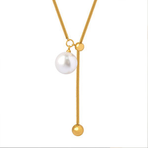 สร้อยคอจี้สแตนเลสสตีล 316L แบบกำหนดเอง ชุบทอง 14K 18K PVD เครื่องประดับคุณภาพสูง สร้อยคอมุก ขายส่งสำหรับผู้หญิง - Product Image 5