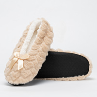 Chaussons d'intérieur doux et moelleux à bout fermé, doublés de polaire épaisse, avec joli nœud, antidérapants, à semelle souple, pour adultes, automne-hiver