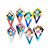 Anting-anting kancing geometris cermin 3D akrilik terbaru anting-anting modis penuh warna untuk musim panas wanita