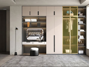 <span class=keywords><strong>Armario</strong></span> integrado de lujo moderno Marco de metal en tono claro Pantalla abierta Almacenamiento cerrado Iluminación empotrada con vegetación otomana - Product Image 6