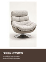 Fauteuil pivotant moderne rembourré avec coque aspect cuir pour salon ou coin lecture