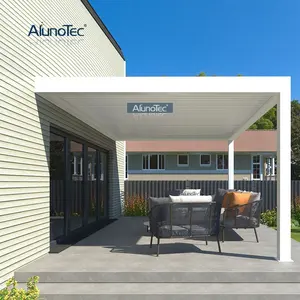 Alunotec Aluminium Outdoor Dakbedekking Automatische Louvered Tuinhuisje Waterdichte Achtertuin Bedekt Pergola Voor Tuin