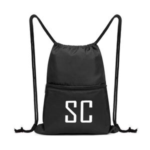 Custom logo High Quality Sports Fitness Travel Waterproof <b>Backpack</b> with Zipper Pocket Reusable <b>Cheap</b> Polyester Drawstring Bag - Product Image 1