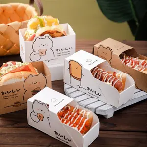 El más nuevo diseño Popular Biodegradable Hamburguesa Eggdrop Sandwich Papier Boxes