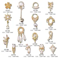 Vendite dirette della fabbrica di nuovi piccoli gioielli per unghie fata petali di placcatura in oro reale specchio magico adesivi per unghie in zircone