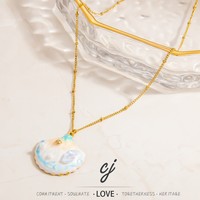 Collar de concha de la serie Ocean de verano de acero inoxidable Carline con colgante de estrella de mar chapado en oro estilo Vintage al por mayor para mujer