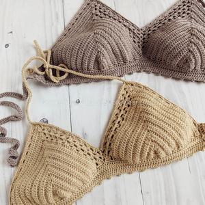 ชุดบิกินี่แบบ 2 ชิ้น ดีไซน์พิเศษ สายผูกไหล่แบบดันทรง ผ้าตาข่ายถักโครเชต์ แห้งเร็ว ทรงวีสตริง สำหรับผู้หญิง - Product Image 4