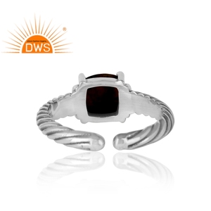 Wholesale Black Onyx Gemstone Ring Handmade Oxidized Sterling Silver Adjustable Ring Jewelry For Women's - Product Image 4