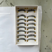 Faux cils faits à la main M14, naturels, épais, style croisé désordonné avec tige en fil de coton