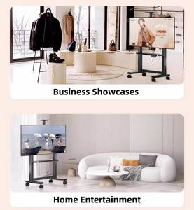 4개의 저소음 휠이 장착된 고하중 금속 모바일 전동 <span class=keywords><strong>TV</strong></span> 리프트 플로어 스탠드 및 수납 선반이 있는 모바일 스틸 <span class=keywords><strong>TV</strong></span> 카트 - Product Image 6