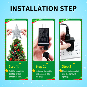 Christmas <strong>Tree</strong> <strong>Topper</strong> Lighted Star <strong>Tree</strong> <strong>Toppers</strong> with <strong>LED</strong> Rotating Snowflake Projector Lights 3D Hollow Silver Star Snow <strong>Tree</strong> Top - Product Image 2
