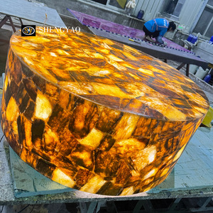 Đồ nội thất phòng khách sang trọng Vòng Backlit tự nhiên màu vàng pha lê thạch anh mờ đá trung tâm bảng - Product Image 6