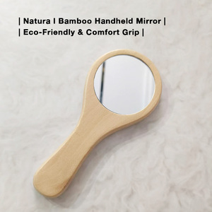 LIYA BEAUTY Bamboo Hand <b>Mirror</b> <b>Round</b> Wooden Makeup <b>Mirror</b> Lightweight Single Side Portable Design - Product Image 5