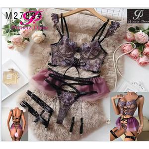 Lingerie sexy en dentelle pour femmes, nuisette, vêtements de nuit avec bretelles réglables, jarretière, bas, vente en gros ODM, OEM, occasion nocturne - Product Image 6