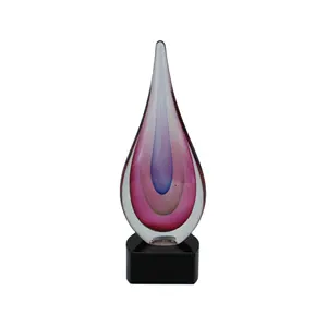 TOP Quality Colourful Drop Shape Liuli Art Glass Trophy For Business Gift Ceremony Wedding Gift