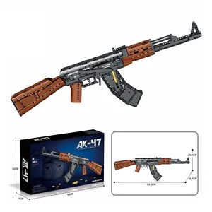 1366Pcs Gun Building Block Manually Loaded Shooting Blaster Model Building Kit Military AK47 Weapon Compatible with Lego Technic