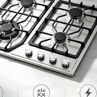 Table de cuisson à gaz moderne à 4 brûleurs en acier inoxydable, encastrable, GPL/GN, pour la cuisine domestique quotidienne