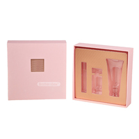 Boîte cadeau rigide rose de luxe avec logo personnalisé, couvercle et base, emballage artisanal pour cosmétiques, soins de la peau, lotion, avec insert en plastique