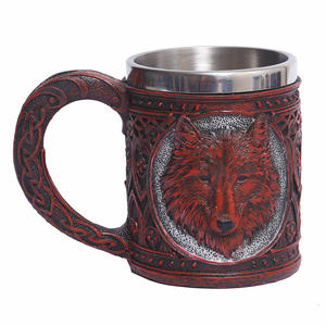 Nouvelle Tasse en Résine Design Niche <span class=keywords><strong>Tête</strong></span> <span class=keywords><strong>de</strong></span> <span class=keywords><strong>Loup</strong></span> Chevalier Squelette Rouge avec Doublure en Acier Inoxydable 304 – Vaisselle Durable pour la Maison, Cadeau Fantaisie Unique - Product Image 5