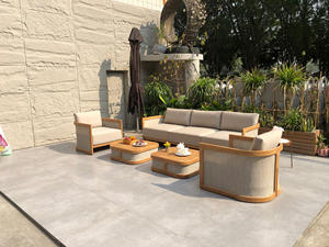 モダンチークガーデンソファセット屋外ソファオットマンコーヒーテーブルサイドテーブル - Product Image 3