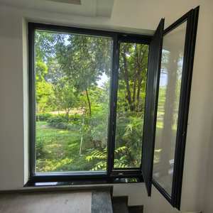 Fenêtre en <span class=keywords><strong>baie</strong></span> <span class=keywords><strong>à</strong></span> battant <span class=keywords><strong>française</strong></span> moderne pivotante cadre ouvert en alliage d'aluminium double verre clair trempé persienne en acier inoxydable extérieur - Product Image 6