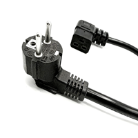 Câble d'alimentation EU 3 broches vers C19 horizontal à angle droit, coudé à 90 degrés, 16A, certifié VDE, en PVC