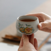 Bol à thé Kung Fu de style japonais tasse de dégustation rétro kaki glaçure craquelée tasse personnelle en céramique pour maîtres de thé