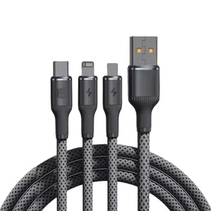 Cable de Carga Trenzado Tres en Uno de 120W con Carga Súper Rápida para Teléfonos Móviles, Compatible con <span class=keywords><strong>Micro</strong></span> <span class=keywords><strong>USB</strong></span> y Dispositivos Android Tipo-<span class=keywords><strong>C</strong></span> - Product Image 5