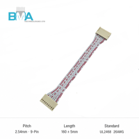 Cable flexible OEM chapado en oro de 2.54mm y 9 pines con carcasa beige, UL2468 26AWG, 160mm, marca roja para PCB, electrónica de control industrial
