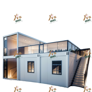 Hai lớp kính Rèm tường nhà tiền chế <span class=keywords><strong>container</strong></span> văn phòng nhỏ mô-đun thép biệt thự di chuyển lắp ráp C nhà - Product Image 2