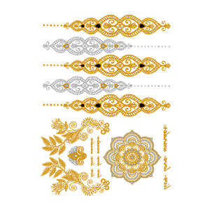 Nuevo Diseño de Pegatinas Temporales de Papel con Hoja de Oro y Plata para Bodas, Pegatinas de Tatuaje de <span class=keywords><strong>Henna</strong></span> Doradas - Product Image 2
