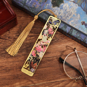 IMODA cancelleria 1 pezzo rosa rosa segnalibro pittura cava in metallo segnano libro con nappine regali per gli amanti del libro lettori scrittori - Product Image 4