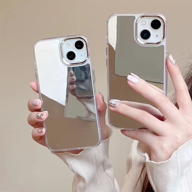 New Factory Direct Wholesale Customization Tpu+pu Simple Women's Electroplated Mirror Phone Case for iPhone 16 15 14 13 12 11