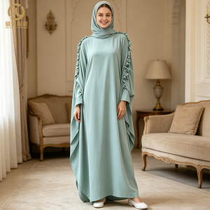 Vestido Abaya Largo Maxi Sólido con Cuello Redondo y Mangas Murciélago, Diseños Islámicos de Alta Calidad de Dubái, Venta al por Mayor de Fábrica OEM, Vestido Musulmán - Product Image 1