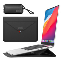 Housse pour ordinateur portable 3 en 1 en PU avec support pliable et tapis de souris, étui enveloppe avec pochette pour accessoires en option