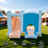 Mini Castillo Inflable Color Pastel Macarrón con Tobogán para Niños Pequeños, Ideal para Fiestas de Cumpleaños en Interiores y Exteriores