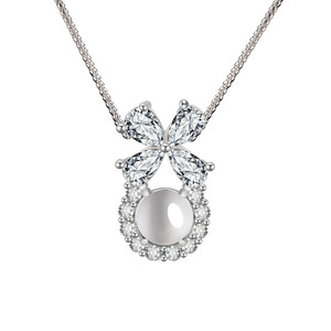 Collana con fiocco da principessa in argento sterling S999, piccolo ciondolo in calcedonio fresco per <span class=keywords><strong>donna</strong></span>, nuovo accessorio versatile 2024 - Product Image 1