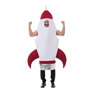 2024 gran oferta vestido de lujo rojo blanco nave espacial cohete disfraz de Halloween para adultos