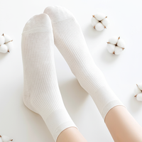 Chaussettes en coton sans couture pour femme, en fibre de bambou, fines, antibactériennes, chaudes, blanches, effet empilé, post-partum, nouveau style tendance
