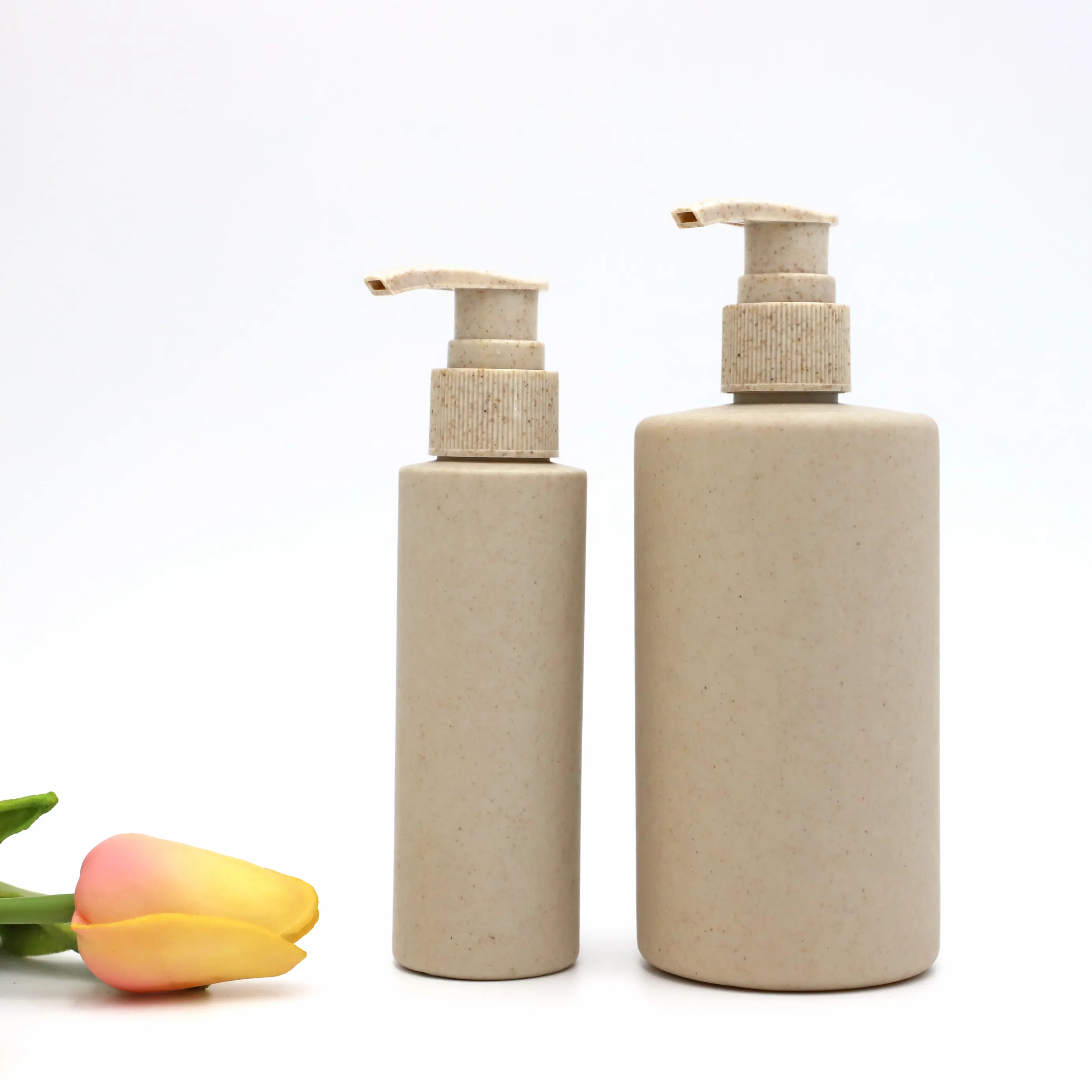 Custom plastic packaging Biodegradable Eco-friendly wheat straw bottle with lotion pump