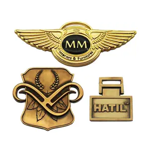 Custom Die Metal Pin Badge Embossed 3d Logo High Polished Antique Metal Badge